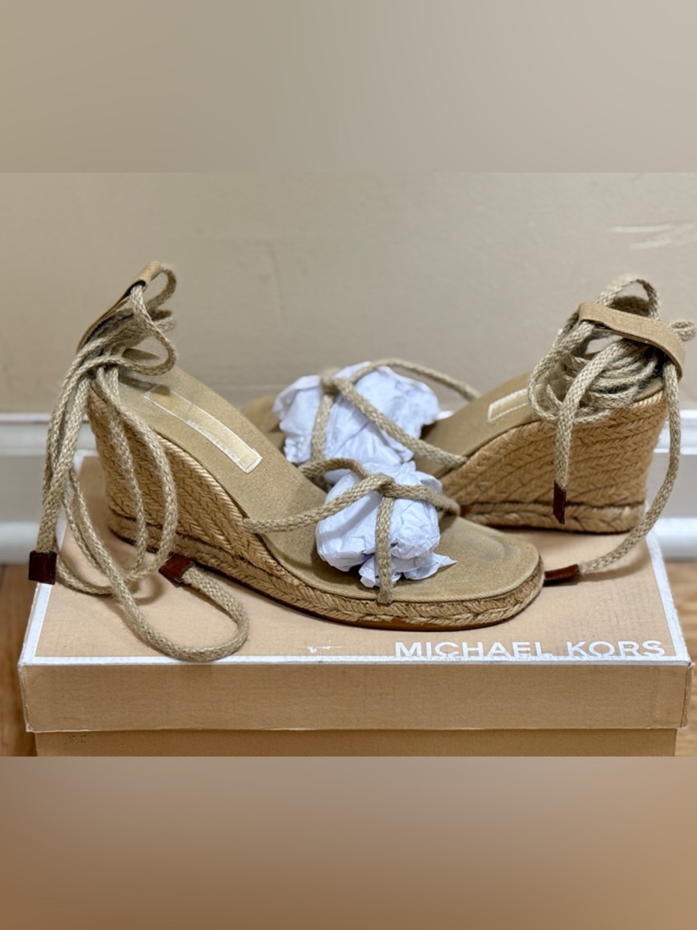 Michael Kors Rope/Tie Espadrille Wedge Sandals 8